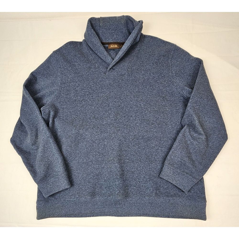 Tasso Elba Sweater Men's‎ Size 2XL Brown Bead Button Blue Shawl Collar.